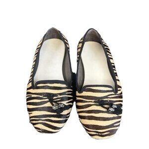Nicole Take It Easy Calf Hair Tiger Stripe Flats Driving Shoes Slip Ons Size 8